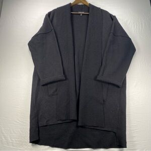 Eileen Fisher Women's Black Open Front Coat 100% Wool Size Large